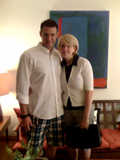 My wife and I on our 15th ready to go out to dinner. Lordy, I look rough around the edges.